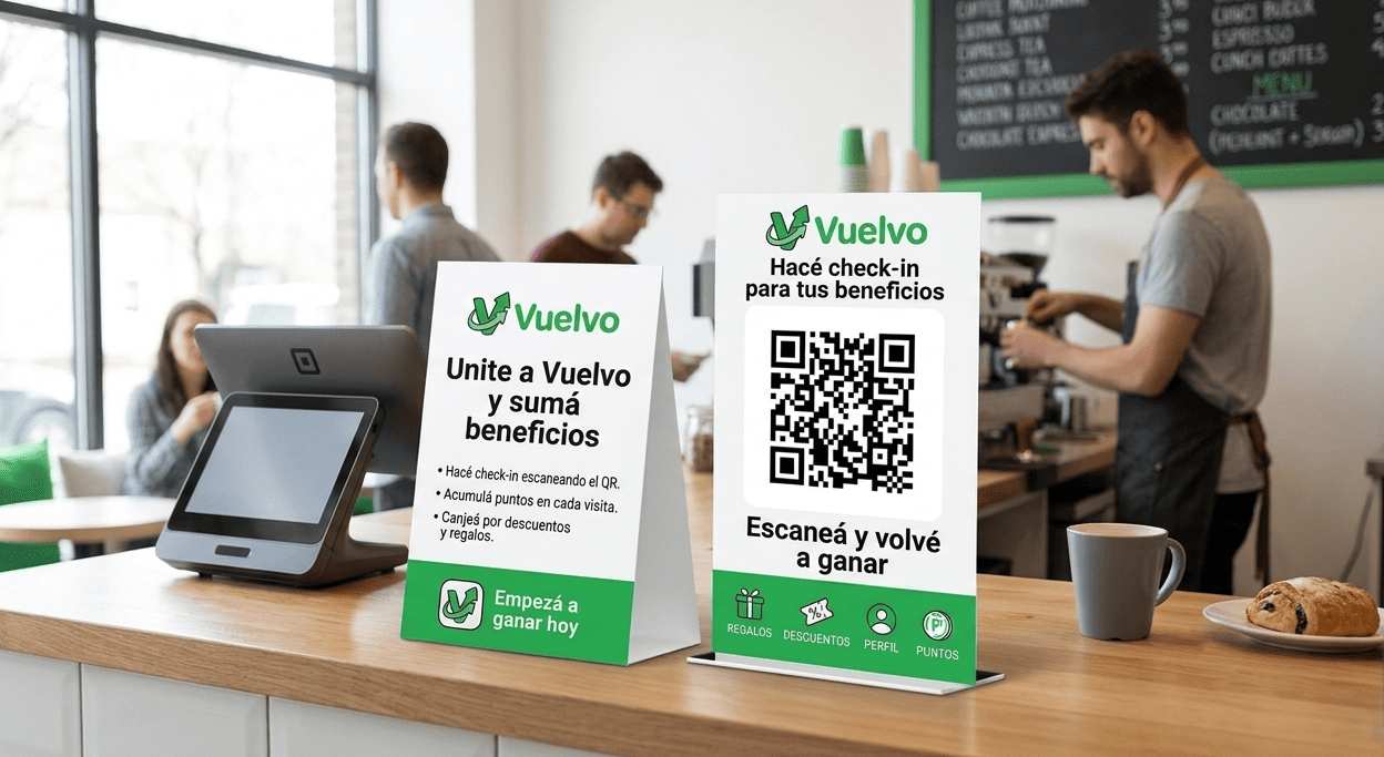 Cartel Vuelvo en un local